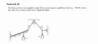 Seatwork #6
The beam as shown, has negligible weight. If the system hangs in equilibrium when FWi = 500.0N, what is
the value of Fwy? Answer must be in 4 significant figure.
0.30 L
20 0.70L
Fw
