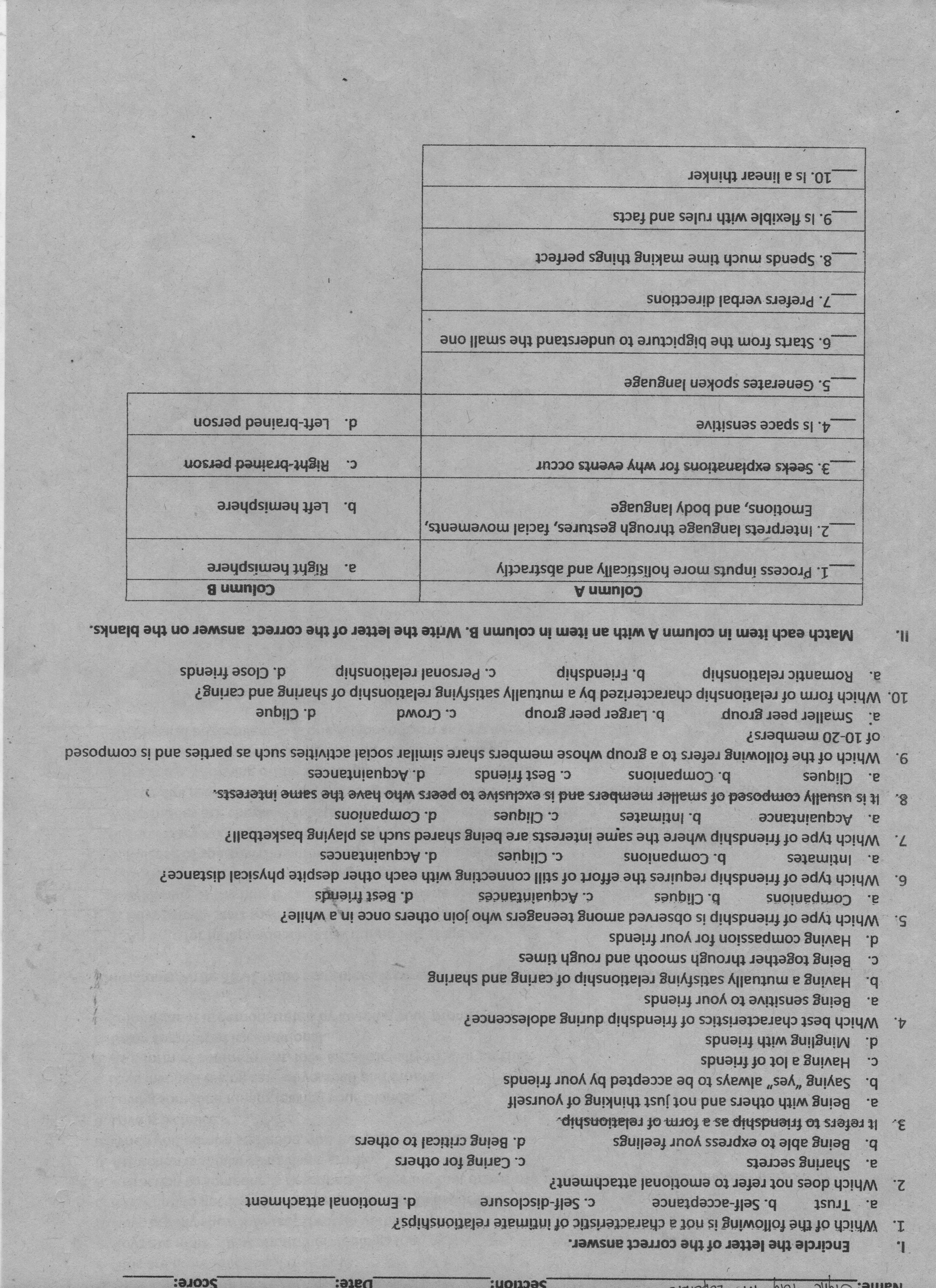 Answered Match Each Item In Column A With An… Bartleby