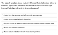 Answered The Loss Of Function Naked Mutant In Bartleby