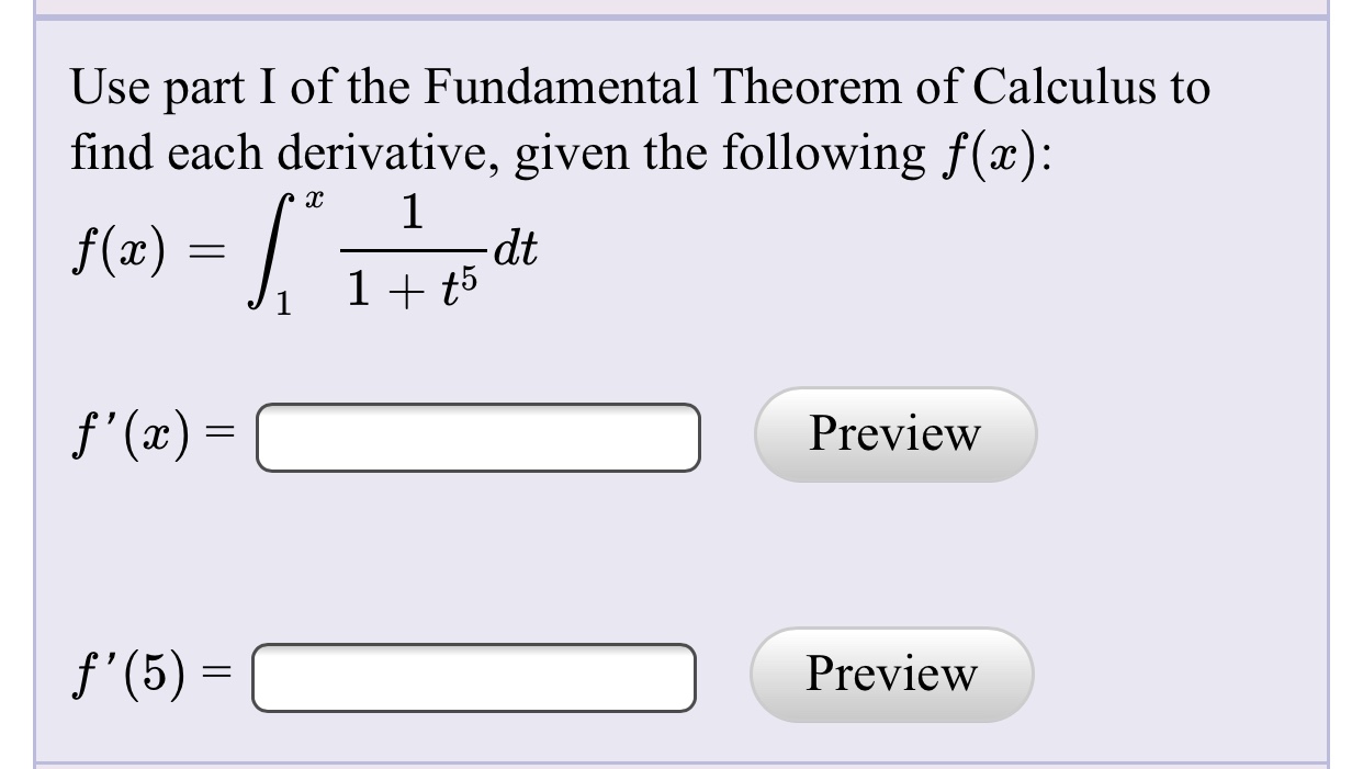 Answered Use Part I Of The Fundamental Theorem Bartleby 1720