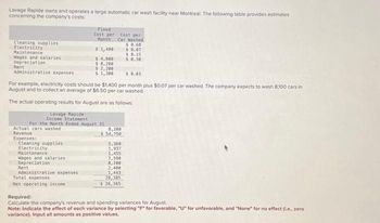 Answered: Lavage Rapide owns and operates a large… | bartleby