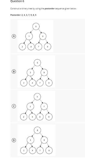 Answered: Question 6 Construct A Binary Tree By… | Bartleby