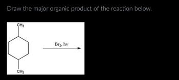 Draw the major organic product of the reaction below.
CH3
CH3
Br₂, hv