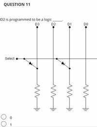 QUESTION 11
D2 is programmed to be a logic
D3
D2
D1
DO
Select
1
