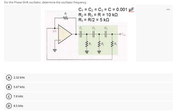 Answered: For The Phase-Shift Oscillator,… | Bartleby