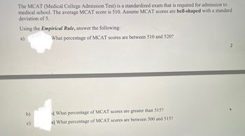 Answered: The MCAT (Medical College Admission… | Bartleby