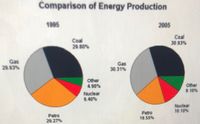 Comparison of Energy Production
1995
2005
Coal
29.80%
Coal
30.93%
Gas
29.63%
Gas
30.31%
Other
4.90%
Other
9. 10%
Nuclear
6.40%
Nuclear
10.10%
Petro
29.27%
Petro
19.55%
