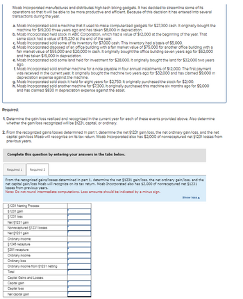 Answered: Moab Incorporated manufactures and… | bartleby