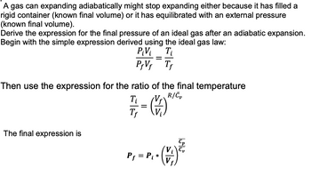 Answered: A gas can expanding adiabatically might… | bartleby