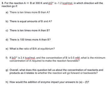 Answered: 3. For The Reaction A B At 300 K And… | Bartleby