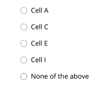 O Cell A
O Cell C
O Cell E
O Cell I
None of the above
