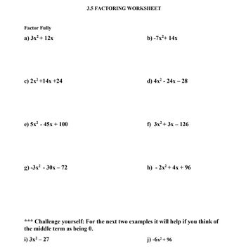 Answered: Factor Fully a) 3x² + 12x c) 2x² +14x… | bartleby