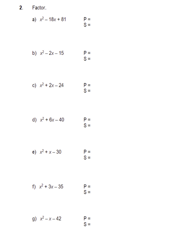 Answered: 2. Factor. a) x² 18x + 81 b) x² - 2x -… | bartleby