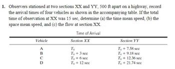 Answered: 1. Observers Stationed At Two Sections… | Bartleby