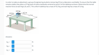 In order to make an adjustment, a group of engineering students remove leg D from a laboratory worktable. To ensure that the table
remains stable, they place a 4.9-kg stack of statics textbooks centered at point E of the tabletop as shown. Determine the normal
reaction force at each leg A, B, and C. The uniform tabletop has a mass of 45.3 kg, and each leg has a mass of 5.6 kg.
4.9 kg
0.5 m.
0.7 m
0.8 m
1.7 m
Answers:
NA =
i
N
NB =
i
N
Nc =
i
N
