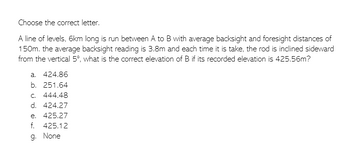 Answered: , What Is The Correct Elevation Of B If… | Bartleby