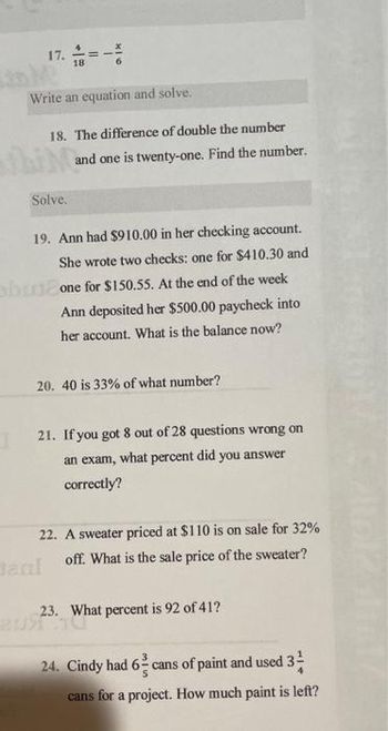 Answered: 17. =- 18 6 Write an equation and… | bartleby