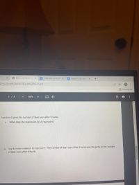 6 Microsoft Word - U X
E Collection of Poem X
E Sawyer Collection o X
20-%20Unit%204A%20Cycle%20%231.pdf
E Reading list
2 / 3
100%
+
Function D gives the number of deer seen after h hunts.
a.
What does the expression D(10) represent?
b.
Use function notation to represent: The number of deer seen after 3 hunts was the same as the number
of deer seen after 6 hunts.
