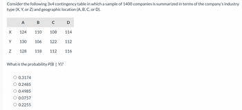 Answered: Consider The Following 3x4 Contingency… | Bartleby