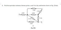 8. Find the equivalent resistance between points a and b for the combination shown in Fig. 28-6(a).
3.0 2
2.0 2.
9.0 2
6.0 요
7.0 요
12.0 Q
-W-
5.0 2
(a)
Fig. 28-6
