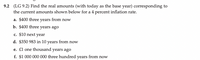 9.2 (LG 9.2) Find the real amounts (with today as the base year) corresponding to
the current amounts shown below for a 4 percent inflation rate.
a. $400 three years from now
b. $400 three years ago
c. $10 next year
d. $350 983 in 10 years from now
e. £l one thousand years ago
f. $1 000 000 000 three hundred years from now
