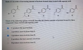 Answered: Rank A-E In Order Of Increasing Amount… | Bartleby