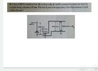 B) A force of 460 N is exerted on lever AB, as shown in fig. (4). End B is connected to a piston into which fits
a cylinder having a diameter of 60 mm. What force Fp acts on the larger piston, if the volume between C and D
is filied with water?
460 N
220 mm
260 mm
120mm
60 mm
B
C.
