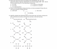 Answered: 13. Draw the Lewis structures and… | bartleby