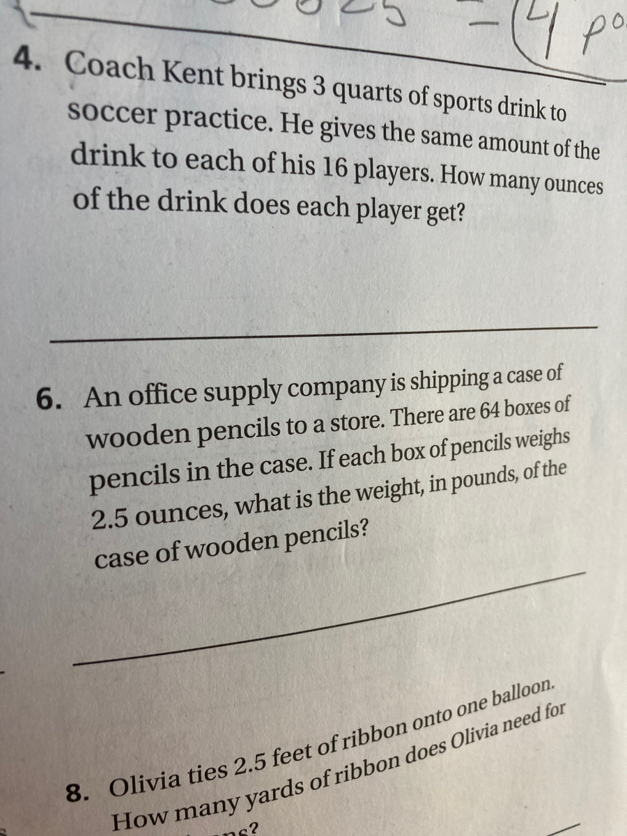 Answered: Coach Kent brings 3 quarts of sports… | bartleby
