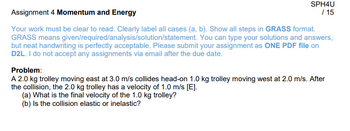 Answered: Problem: A 2.0 Kg Trolley Moving East… | Bartleby