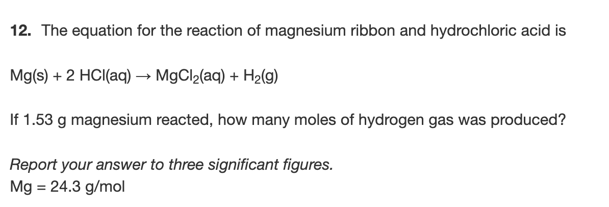magnesium plus hydrochloric acid