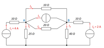 Answered: 10 Ω |= 4 A 25 Ω Is 10 Ω 20 Ω B 40 Ω 10… | bartleby