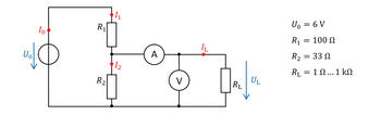 Uo
10
R1
R2
12
A
IL
V
UL
RL
U₁ = 6 V
R1
= 100 Ω
R₂ = 33
R1 = 1 Ω ... 1 ΚΩ