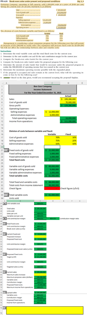 Answered: Obj. 2.3 PR 6-2A Break-even Sales Under… | Bartleby