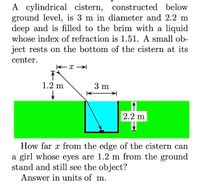 Answered: cylindrical cistern, constructed below… | bartleby