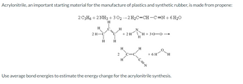 Answered: Acrylonitrile, an important starting… | bartleby