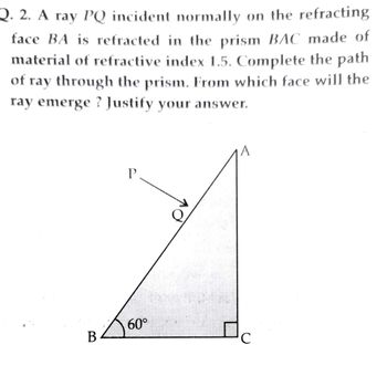 Answered: 2. 2. A Ray PQ Incident Normally On The… | Bartleby