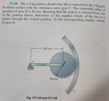 Answered: 17.24 The 1.5-kg Uniform Slender Bar AB… | Bartleby