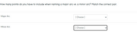 How many points do you have to include when naming a major arc vs. a minor arc? Match the correct pair.
Major Arc
[ Choose ]
Minor Arc
[ Choose ]
