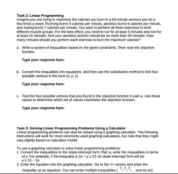 Answered: Task 2: Linear Programming Imagine you… | bartleby