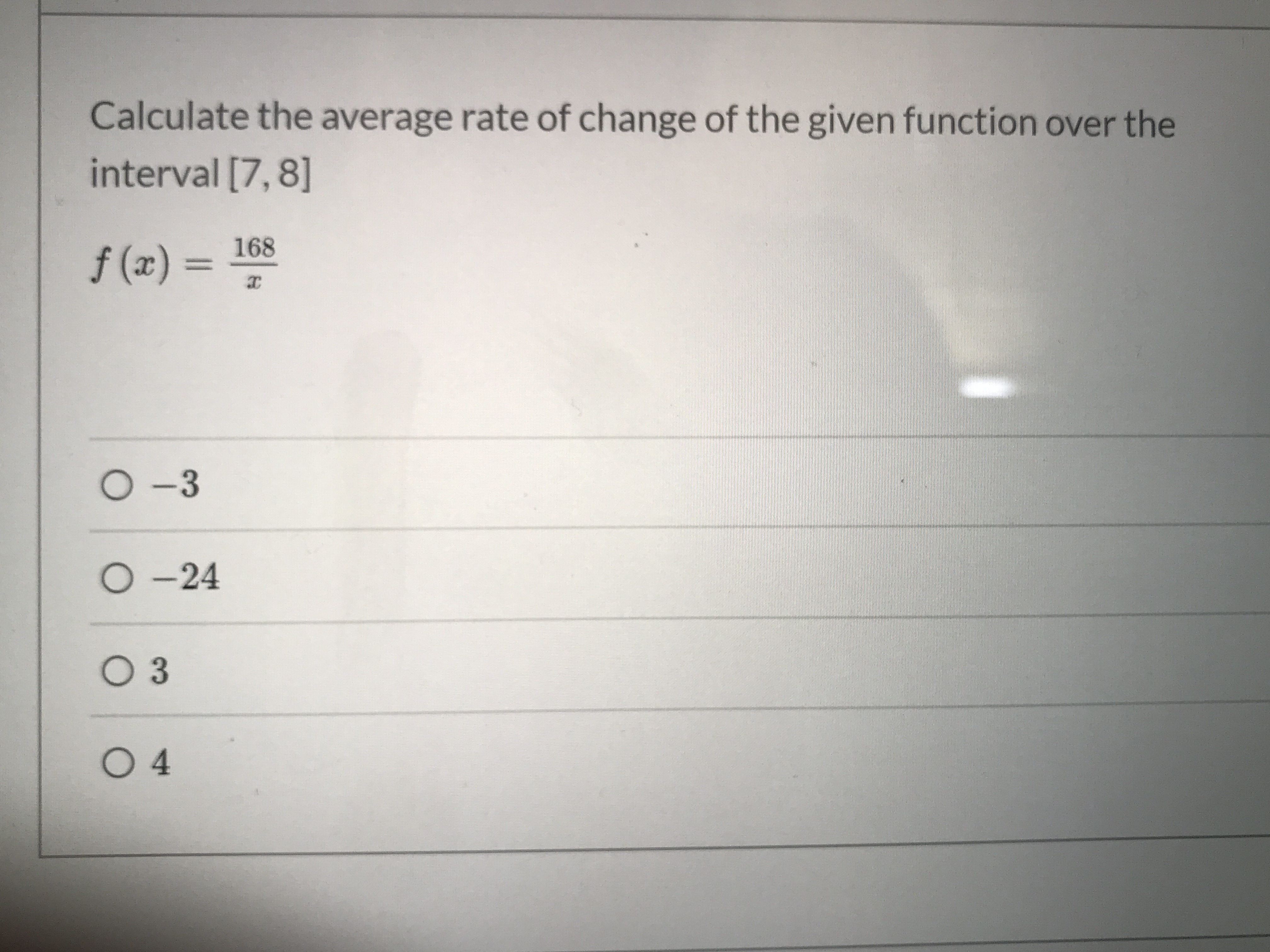 Average Rate of Change of a Function Over an Interval 