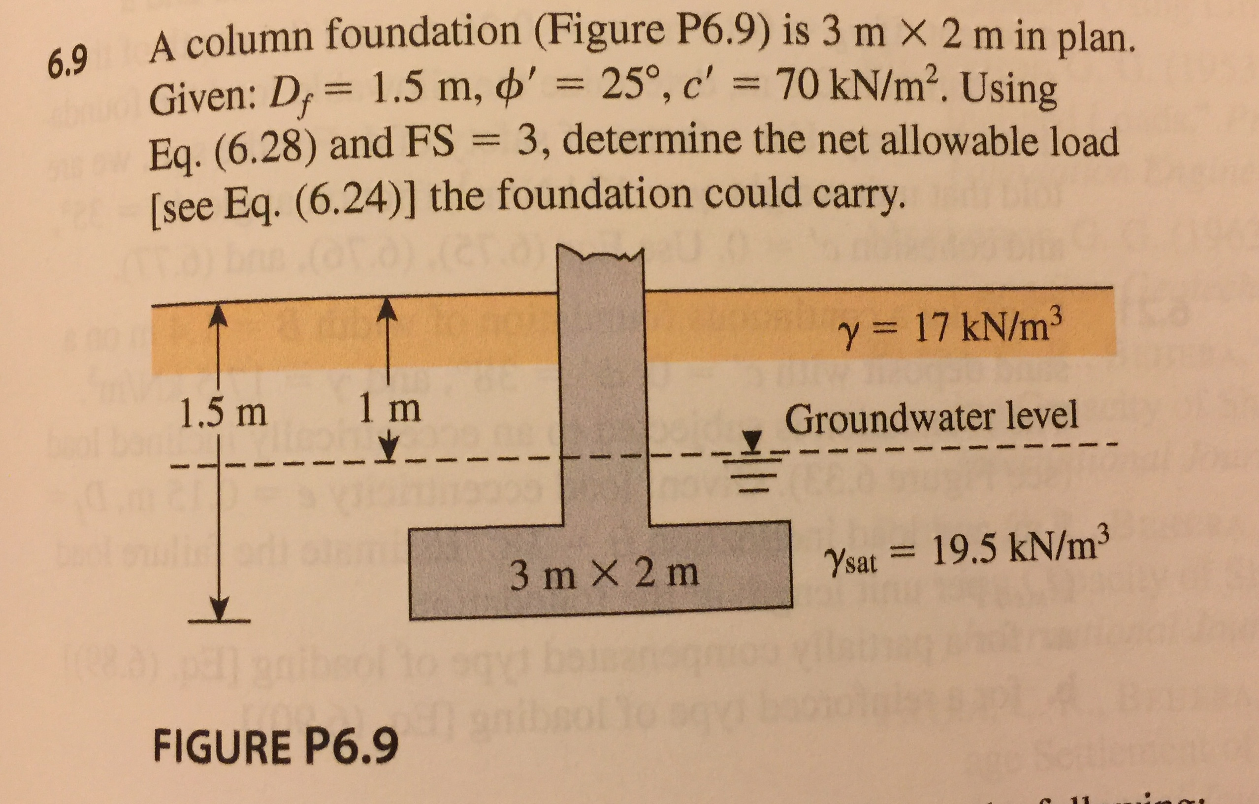 Answered: A Column Foundation (Figure P6.9) Is 3… | Bartleby