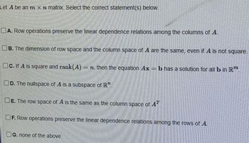 Answered Let A be an m x n matrix. Select the bartleby