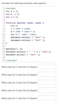 Answered: Consider The Following JavaScript Code… | Bartleby