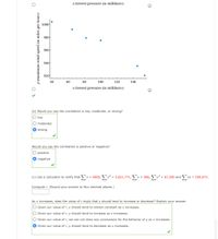 x (lowest pressure (in millibars))
1000
980
960
940
92아
40
60
80
100
120
140
x (lowest pressure (in millibars))
(b) Would you say the correlation is low, moderate, or strong?
O low
O moderate
O strong
Would you say the correlation is positive or negative?
O positive
negative
(c) Use a calculator to verify that x = 5805, x² = 5,621,771, y = 586, y² = 67,290 and
xy = 559,673.
Compute r. (Round your answer to four decimal places.)
As x increases, does the value of r imply that y should tend to increase or decrease? Explain your answer.
O Given our value of r, y should tend to remain constant as x increases.
O Given our value of r, y should tend to increase as x increases.
O Given our value of r, we can not draw any conclusions for the behavior of y as x increases.
O Given our value of r, y should tend to decrease as x increases.
y (maximum wind speed (in miles per hour))
