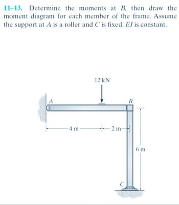 Answered: 11-13. Determine The Moments At B, Then… | Bartleby