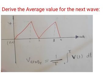 Derive the Average value for the next wave:
(010)
2
Varage
ㅜ
M
..
V(t) dt