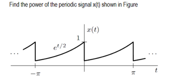 Find the power of the periodic signal x(t) shown in Figure
-π
et/2
1
|x(t)
t
-
πT