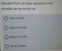 the standard form of linear equation in one variable is dash