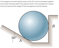 Answered: A homogenous smooth sphere rests on the… | bartleby